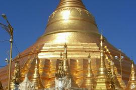 Southeast view of the Shwedagon. ( Note the planetary post for Mars. It is associated with those born on Tuesday.)